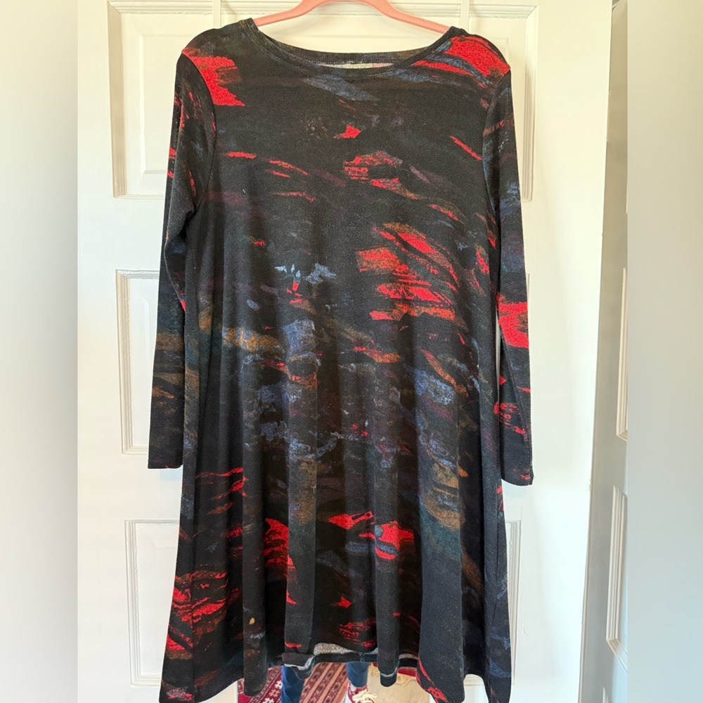 Niche brand A-line  swing Red and Black Women's Dress size Small